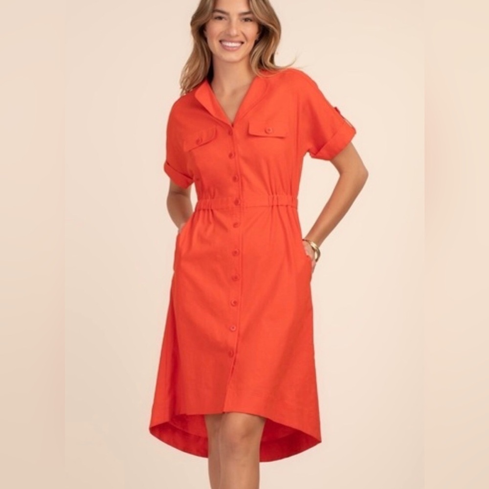 Trina Turk “INCANDESCENT” Button Up Dress in Torch size L